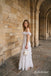White Off The Shoulder Ruffle Chiffon A Line Dress, Corset Floor Length Formal Gown,PD13893