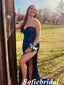 Sexy Royal Blue Sequin Sweetheart Sleeveless Side Slit Mermaid Floor Length Prom Dress, PD01080