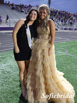 Shiny Tulle Sweetheart Sleeveless A-Line Floor Length Prom Dress, PD01074