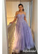 Elegant Tulle And Lace Off Shoulder Sleeveless A-Line Maxi Prom Dress, PD01133