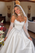 Strapless Satin Ballgown Wedding Dress, Detachable Long Lace Sleeves Bridal Gown, SFWD0130