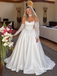Strapless Satin Ballgown Wedding Dress, Detachable Long Lace Sleeves Bridal Gown, SFWD0130