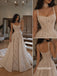 Spaghetti Strap Sweetheart Lace Corset A-Line Wedding Dress, Lace Choker Bridal Gown, SFWD0143