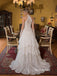 Halter Sweetheart Tiered Lace Wedding Dress, Detachable Lace Gloves Corset Bridal Gown, SFWD0149