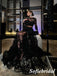 Sexy Black Lace Two Pieces Long Sleeves A-Line Long Prom Dresses, PD0966