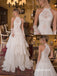 Halter Sweetheart Tiered Lace Wedding Dress, Detachable Lace Gloves Corset Bridal Gown, SFWD0149
