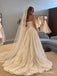 Strapless Vintage Satin A-Line Wedding Dress, Ruched Bodice Floor Length Bridal Gown With Lace Veil,SFWD0116