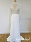 Elegant Lace And Chiffon Long Sleeves Open Back Mermaid Long Wedding Dresses,SFWD0079