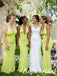 Mismatched Lime Green Ruched Mermaid Bridesmaid Dress for Wedding Guest, SFWG00636