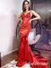 Sexy Satin And Lace Spaghetti Straps V-Neck Sleeveless Mermaid Long Prom Dresses, PD0899