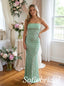 Strapless Tube Top Sage Green Sequin Mermaid Floor Length Bridesmaid Dress Gown,PD1354