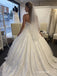 White Jacquard Satin Strapless Square Neck Structured Bodice Ball Gown Floor Length Wedding Dress,SFWD0107