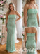 Strapless Tube Top Sage Green Sequin Mermaid Floor Length Bridesmaid Dress Gown,PD1354