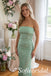 Strapless Tube Top Sage Green Sequin Mermaid Floor Length Bridesmaid Dress Gown,PD1354