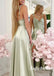 Sexy Spaghetti Straps Sleeveless Side Slit A-Line Long Prom Dresses, PD01001