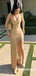 Sexy Soft Satin Spaghetti Straps Sleeveless Side Slit Mermaid Prom Dress, PD01019