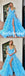 Sexy Blue Tulle Spaghetti Straps V-Neck Sleeveless Side Slit A-Line Floor Length Prom Dress, PD01059