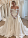 Off The Shoulder Lace Sleeve Corset Satin Ballgown Wedding Dress, SFWD0131