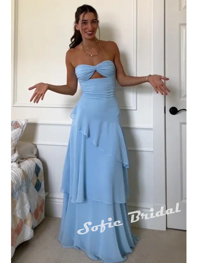Flowy Chiffon Sweetheart Sleeveless A-Line Maxi Prom Dress, PD01166