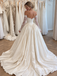 Off The Shoulder Lace Sleeve Corset Satin Ballgown Wedding Dress, SFWD0131