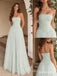 Sage Strapless Tulle A Line Dress, Corset Floor Length Formal Gown,PD13896