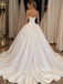 Strapless Sweetheart Satin Corset Ballgown Wedding Dress, Embroidery Bridal Gown with Train, SFWD0132