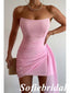 Sexy Pink Chiffon Sweetheart Sheath Mini Dresses/ Homecoming Dresses With Train, HD0252