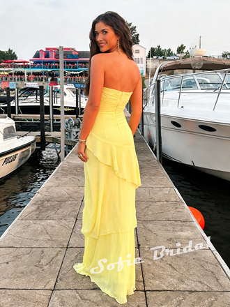 Flowy Chiffon Sweetheart Sleeveless A-Line Maxi Prom Dress, PD01165