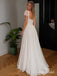 Square Neck Bow Puff Sleeve Pleated Tulle Wedding Dress, Ruched Bodice Floor Length A-Line Bridal Gown,SFWD0121