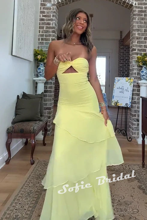 Flowy Chiffon Sweetheart Sleeveless A-Line Maxi Prom Dress, PD01165