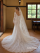 V Neck Long Sleeve Lace Mermaid Wedding Dress, Corset Bridal Gown with Lace Veil, SFWD0133