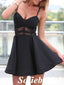 Sexy Black Chiffon Spaghetti Straps V-Neck A-Line Mini Dresses/ Homecoming Dresses, HD0251