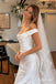Off-the-Shoulder Draped Satin Wedding Dress, Ruched Bodice Floor Length Mermaid Bridal Gown,SFWD0122
