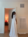 White Cape Sleeve Corset Mermaid Formal Evening Dress, Sheer Cape Overlay Wedding Reception Gown, PD13956