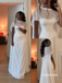 White Cape Sleeve Corset Mermaid Formal Evening Dress, Sheer Cape Overlay Wedding Reception Gown, PD13956