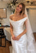 Off-the-Shoulder Draped Satin Wedding Dress, Ruched Bodice Floor Length Mermaid Bridal Gown,SFWD0122