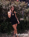 Sexy Black Soft Satin Halter Sleeveless Sheath Mini Dresses/ Homecoming Dresses, HD0287