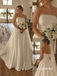 Strapless Tube Satin A-Line Wedding Dress, Lace Applique Train Bridal Gown, SFWD0134