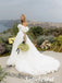 Elegant Satin Off Shoulder Sleeveless A-Line Long Wedding Dresses,SFWD0081