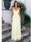 Sexy Chiffon Spaghetti Straps Sleeveless Ruffled A-Line Maxi Prom Dress/Graduation Dresses With Split, PD01179