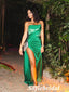 Sexy Emerald Soft Satin Sweetheart Sleeveless Side Slit Mermaid Long Prom Dresses, PD01010