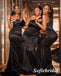 Sexy Mismatched Black Soft Satin Sleeveless Mermaid Floor Length Bridesmaid Dresses, SFWG00599