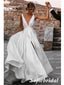 Elegant Spaghetti Straps Deep V-Neck Sleeveless A-Line Long Wedding Dresses With Split,SFWD0078