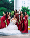 Mismatched Red Soft Satin Mermaid Floor Length Bridesmaid Dresses, SFWG00559