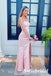 Blush Pink Strapless Soft Satin Mermaid Evening Dress with Side Slit, PD01243