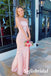Blush Pink Strapless Soft Satin Mermaid Evening Dress with Side Slit, PD01243