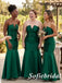 Emerald Green Satin Strapless Mermaid Bridesmaid Dress With Bow, SFWG00638