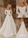 Off Shoulder Sweetheart Lace A Line Wedding Dress, Long Sleeve Corset Bridal Gown, SFWD0150