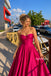Fuchsia Strapless Sweetheart Satin Ball Gown, Simple Bow Bust Prom Dress, PD13937