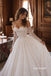 Off Shoulder Sweetheart Sparkle Lace Corset Ball Gown Wedding Dress, Detachable Long Lace Sleeve Bridal Gown, SFWD0144